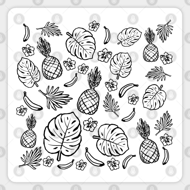 Tropical black and white pattern Magnet by valentinahramov